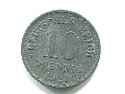NĚMECKO. 10 Pfennig 1921. KM-26