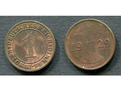 NĚMECKO. 1 Reichspfennig 1929/A. KM-37