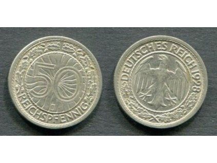 NĚMECKO. 50 Pfennig 1928/J. KM-49