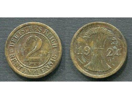 NĚMECKO. 2 Rentenpfennig 1924/A.