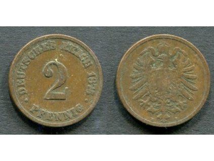 NĚMECKO. 2 Pfennig 1875/B.