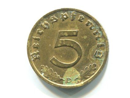 NĚMECKO. 5 Pfennig 1938/D.