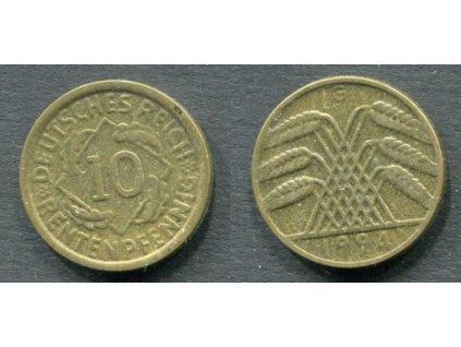 NĚMECKO. 10 Rentenpfennig 1924/G.