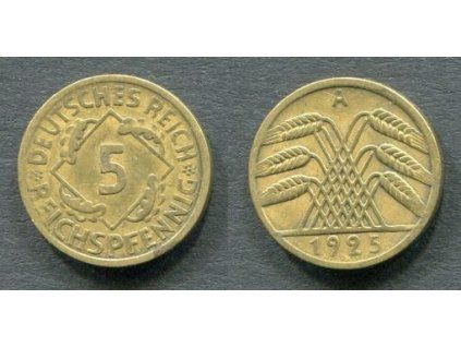 NĚMECKO. 5 Reichspfennig 1925/A.