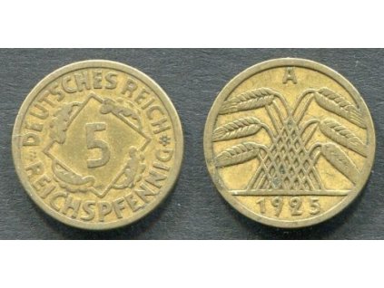 NĚMECKO. 5 Reichspfennig 1925/A.