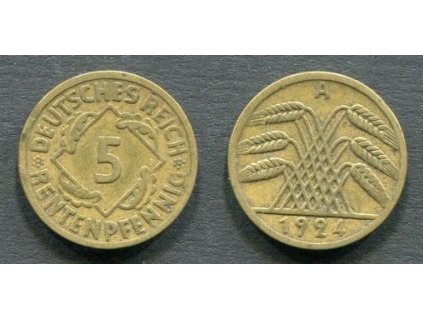 NĚMECKO. 5 Rentenpfennig 1924/A.