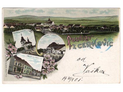 CERHOVICE. 1901. Litografie.