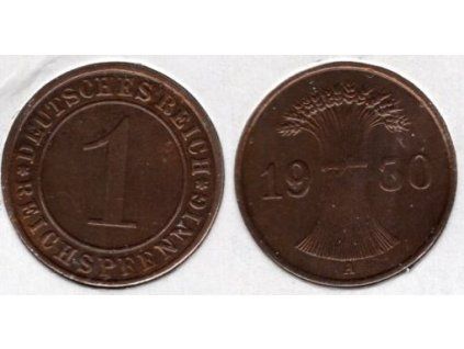 NĚMECKO. 1 Reichspfennig 1930/A.