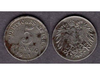 NĚMECKO. 5 Pfennig 1921/J.