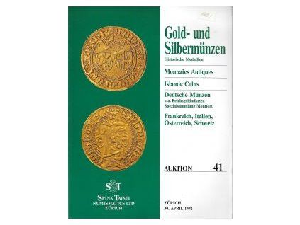 Aukční katalog firmy Spink Taisei Zurich, č. 41 /  30.4.1992 - Zlaté a stříbrné mince, medaile atd...