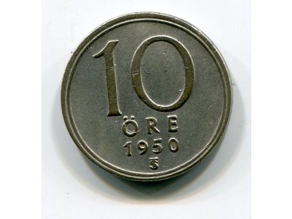 ŠVÉDSKO. 10 öre 1950. KM-813. Ag.