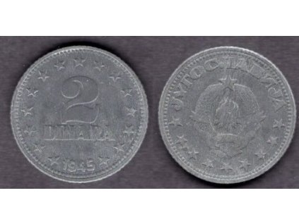 JUGOSLÁVIE. 2 dinara 1945. KM-27
