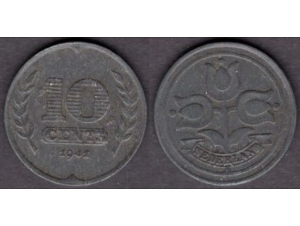 NIZOZEMÍ. 10 cents 1941. Zn.