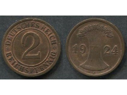 NĚMECKO. 2 Reichspfennig 1926/J.