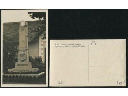 CHVOJENEC. Památník padlým vojínům ve světové válce 1914-1918.