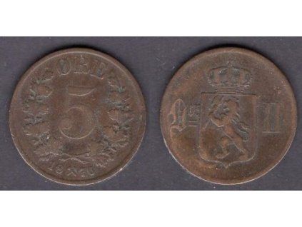 NORSKO. 5 öre 1876, KM-349