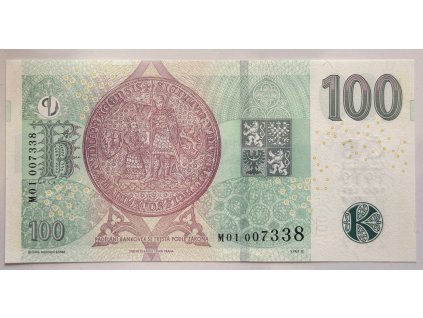 ČESKO. 100 korun 2018 s přetiskem ČNB. Série M 01. Hej.  CZ 33.