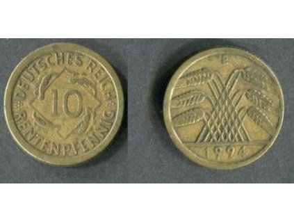 NĚMECKO. 10 Rentenpfennig 1924/E. KM-33