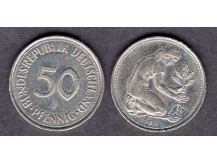 NĚMECKO. 50 Pfennig 1991/J.