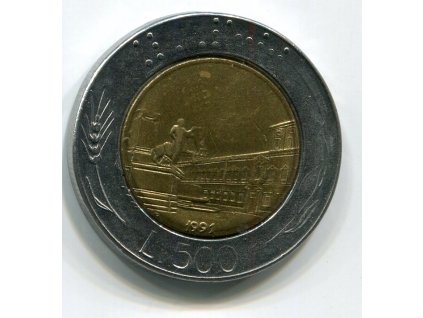 ITÁLIE. 500 lire 1991.