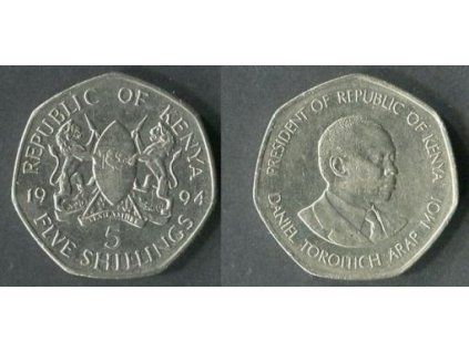 KEŇA. 5 shillings 1994. KM-23a