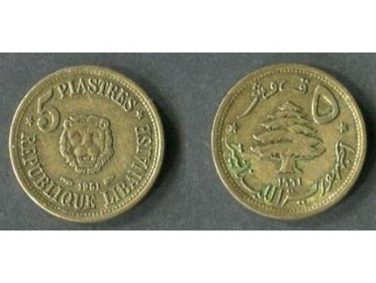 LIBANON. 5 piastres 1961. KM-21