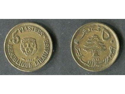 LIBANON. 5 piastres 1961. KM-21