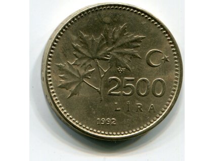 TURECKO. 2500 lira 1992. KM-1015