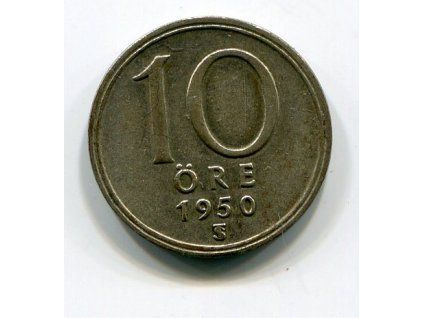 ŠVÉDSKO. 10 öre 1950. KM-813. Ag.