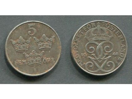 ŠVÉDSKO. 5 öre 1948. KM-812