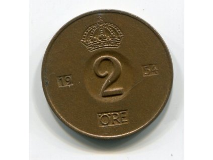 ŠVÉDSKO. 2 öre 1954. KM-821