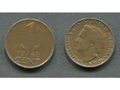 NIZOZEMÍ. 1 cent 1948. KM-175