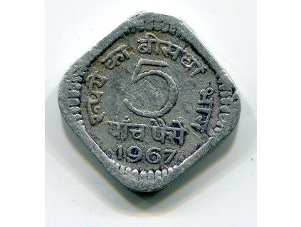 INDIE. 5 paise 1967, b.zn.
