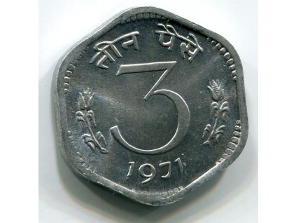 INDIE. 3 paise 1971, b.zn. KM-14.2