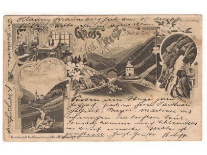 HEILIGENKREUZ i. Ötzthal-Tirol. Litografie.