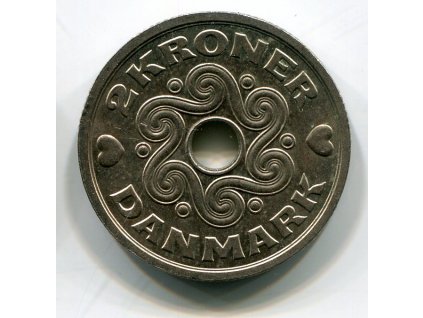 DÁNSKO. 2 kroner 1993. KM-874.1