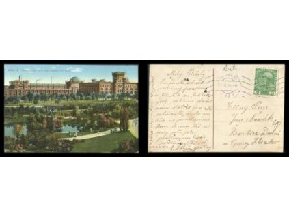 Vídeň. Maria Josefa Park und Arsenal mit Teich.