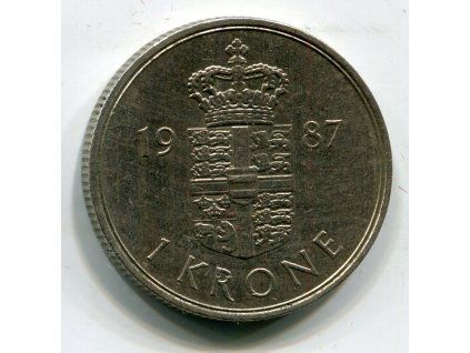 DÁNSKO. 1 krone 1987. KM-862.3