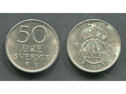ŠVÉDSKO. 50 öre 1967. KM-837