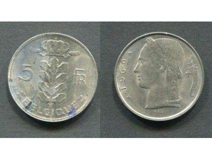BELGIE. 5 francs 1969. BELGIQUE. KM-134.1