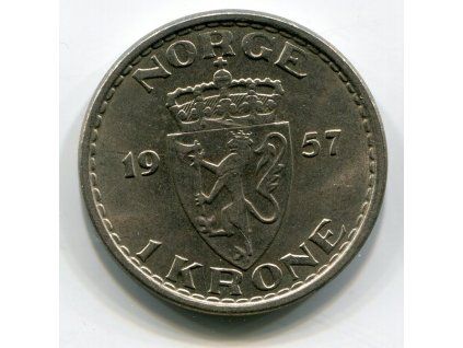 NORSKO. 1 krone 1957. KM-397