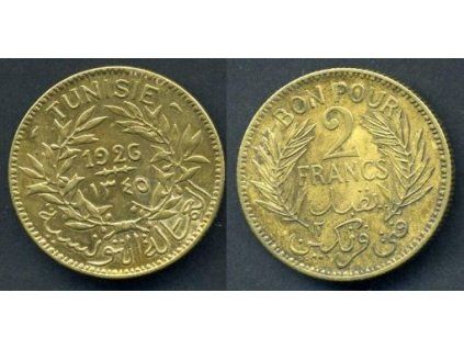 TUNIS. 2 francs 1926. KM-248