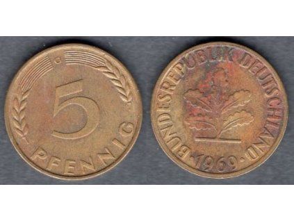 NĚMECKO. 5 Pfennig 1969/G.