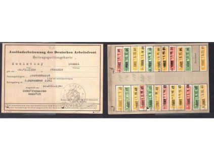 NOVÝ JIČÍN / Neutitschein. Beitragsquittungskarte - Ausländerbetreuung der DAF. 1942.