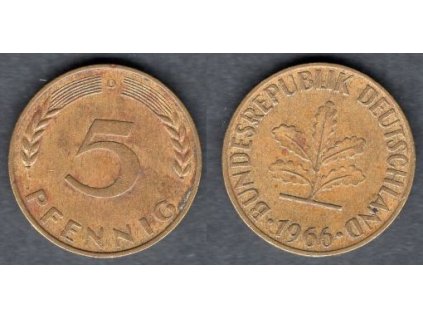 NĚMECKO. 5 Pfennig 1966/D.