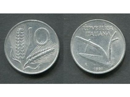 ITÁLIE. 10 lire 1951. KM-93