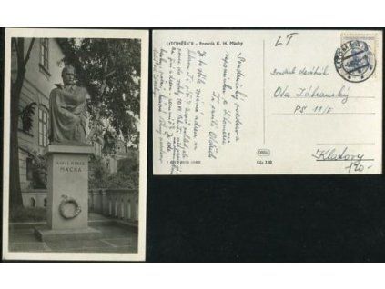 LITOMĚŘICE. Pomník K.H. Máchy. 1954.