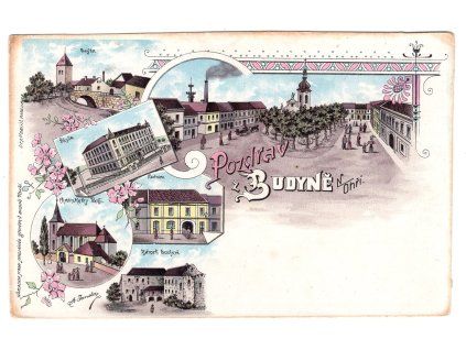 BUDYNĚ nad Ohří. Litografie.
