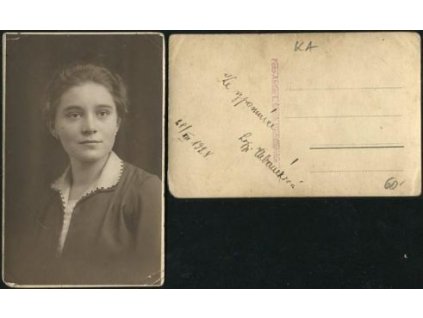 MICHÁLKOVICE. Fotoportrét Lojzi Urbánkové. 1928.
