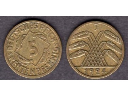 NĚMECKO. 5 Rentenpfennig 1924/J.